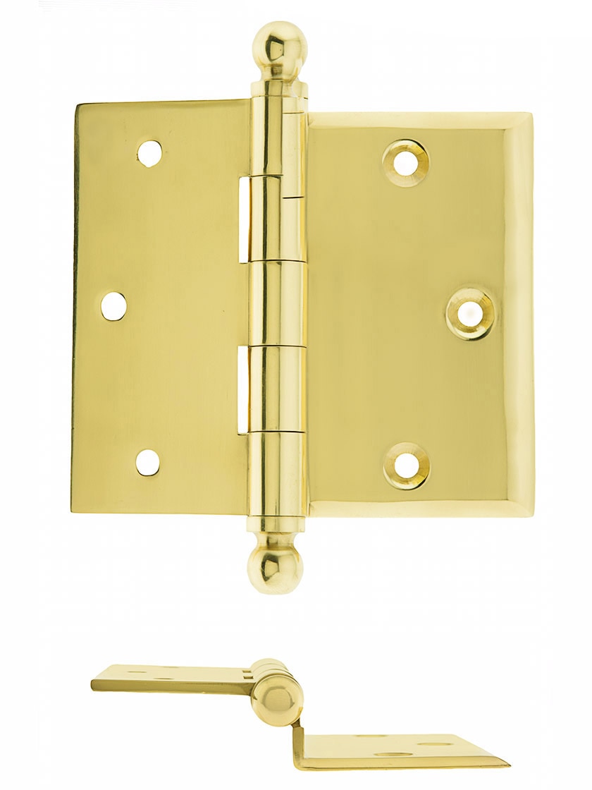 3 1/2" Brass HalfMortise Door Hinge With Beveled Surface Leaf House of Antique Hardware